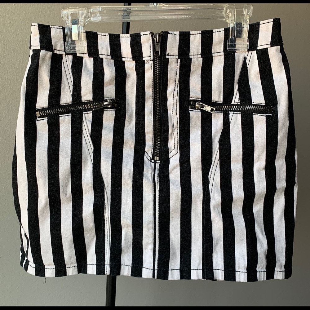 Black and White striped mini skirt